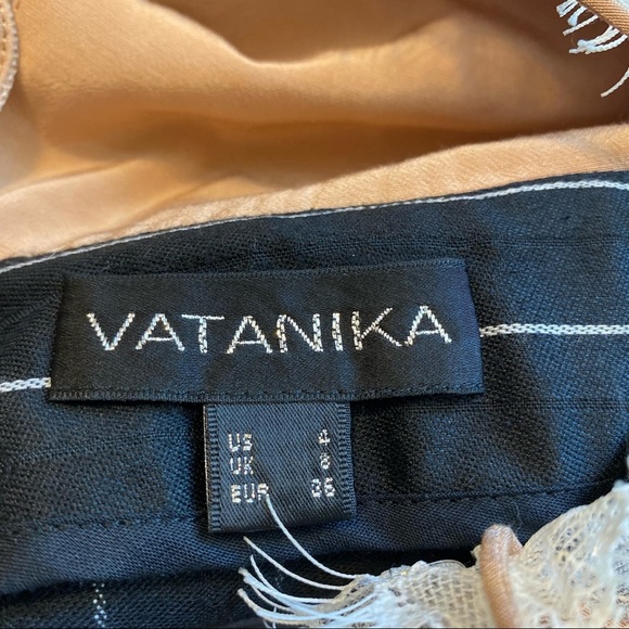 Vatanika Floral Lace Cutout V-Neck Wide-Leg Pin Stripe Contrast Jumpsuit Sz 4 - Picture 7 of 9